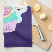 かわいいカップケーキとハッピーアイスクリーム キッチンタオル (四つ折り)