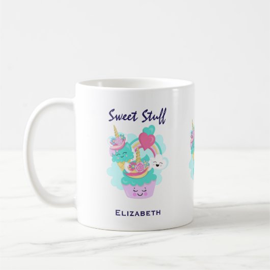 かわいいカップケーキとハッピーアイスクリーム コーヒーマグカップ (左)