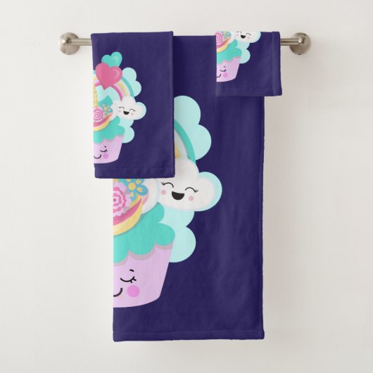 かわいいカップケーキとハッピーアイスクリーム バスタオルセット (インサイチュ)