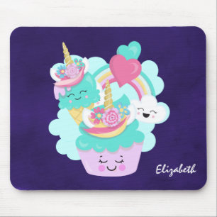 かわいいカップケーキとハッピーアイスクリーム マウスパッド