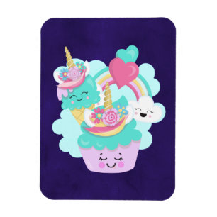 かわいいカップケーキとハッピーアイスクリーム マグネット