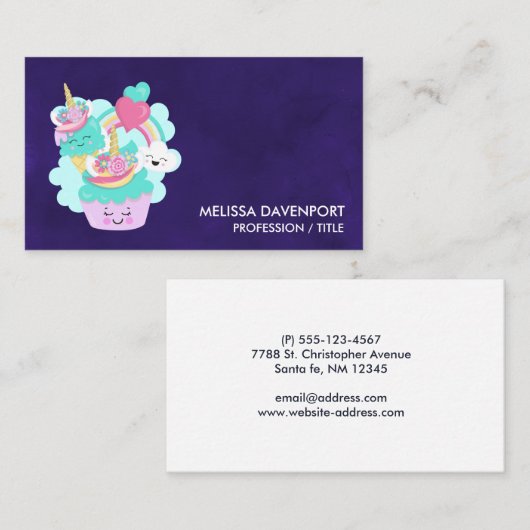 かわいいカップケーキとハッピーアイスクリーム 名刺 (正面/裏面)