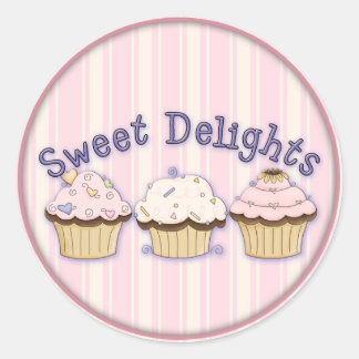 かわいいカップケーキとハート ラウンドシール