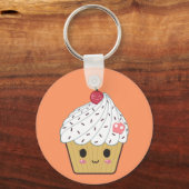 かわいいカップケーキとピンクシュガースカルとさくらんぼ キーホルダー (正面)