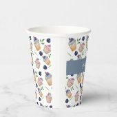 かわいいカップケーキとフルーツの水彩模様 紙コップ (右)