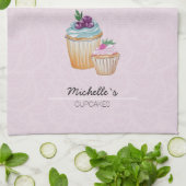 かわいいカップケーキとフルーツの水彩 キッチンタオル (折り畳み)