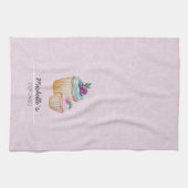 かわいいカップケーキとフルーツの水彩 キッチンタオル (横)