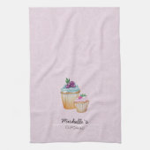 かわいいカップケーキとフルーツの水彩 キッチンタオル (縦)