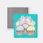かわいいカップケーキと星 マグネット (正面/裏面)