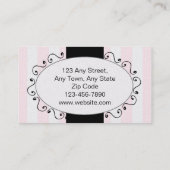 かわいいカップケーキのケーキのベーカリーのピンクの黒のストライプ 名刺 (裏面)
