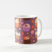 かわいいカップケーキのパターン コーヒーマグカップ (正面右)