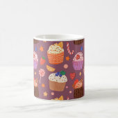 かわいいカップケーキのパターン コーヒーマグカップ (中央)