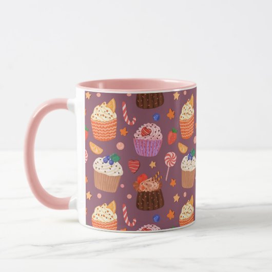かわいいカップケーキのパターン マグカップ (左)