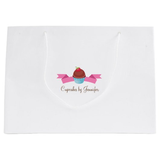 かわいいカップケーキのビジネス用ギフトバッグ ラージペーパーバッグ (正面)
