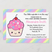 かわいいカップケーキのベビーシャワー 招待状 (正面/裏面)