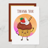 かわいいカップケーキのベンダーやパン屋さん有難う サンキューカード (正面/裏面)