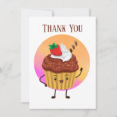 かわいいカップケーキのベンダーやパン屋さん有難う サンキューカード (正面)