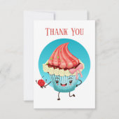 かわいいカップケーキのベンダーやパン屋さん有難う サンキューカード (正面)