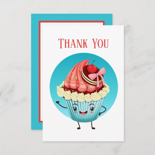 かわいいカップケーキのベンダーやパン屋サンキューカード サンキューカード (正面/裏面)