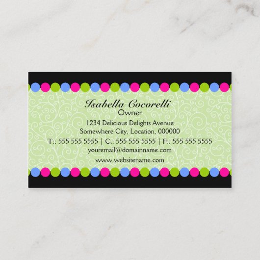 かわいいカップケーキのベーカリー 名刺 (裏面)