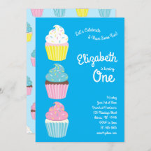 かわいいカップケーキの子どもたち1歳の誕生日パーティー