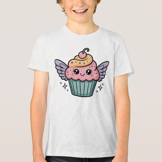 かわいいカップケーキの子供たち トライブレンドTシャツ (正面)