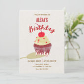かわいいカップケーキの誕生日 招待状 (スタンド正面)