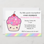 かわいいカップケーキの誕生日 招待状 (正面)