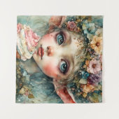 かわいいカップケーキを持つエルフ タペストリー (正面(横))