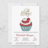 かわいいカップケーキオベビー夏の赤ちゃんシャワー 招待状 (正面)
