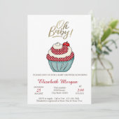 かわいいカップケーキオベビー夏の赤ちゃんシャワー 招待状 (スタンド正面)