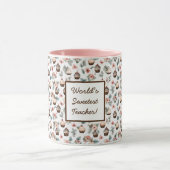 かわいいカップケーキカスタマイズ可能な女性用コーヒーカップ マグカップ (中央)