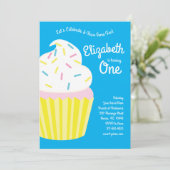 かわいいカップケーキキキッズ1st誕生日パーティー 招待状 (スタンド正面)
