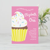 かわいいカップケーキキキッズ1st誕生日パーティー 招待状 (スタンド正面)
