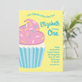 かわいいカップケーキキキッズ1st誕生日パーティー 招待状 (スタンド正面)