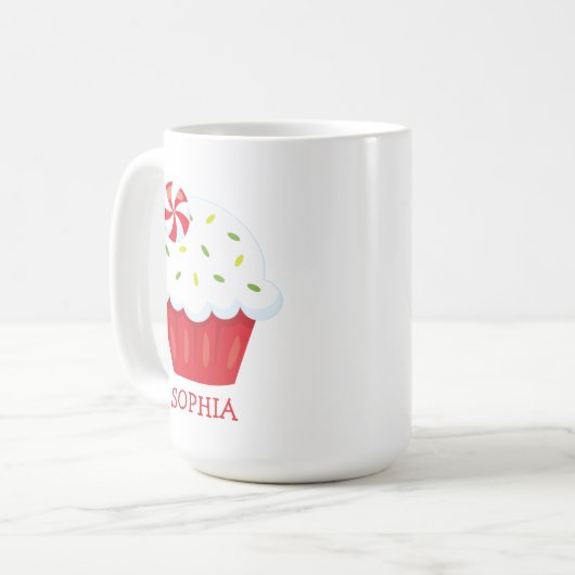 かわいいカップケーキクリスマスマパーソナライズされたグ コーヒーマグカップ (正面左)