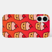 かわいいカップケーキグリッド笑顔の顔とさくらんぼ Case-Mate iPhoneケース (裏面 (横))