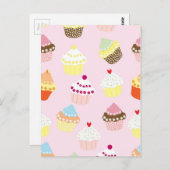 かわいいカップケーキケーキのデザートパターン ポストカード (正面/裏面)