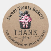 かわいいカップケーキケーキベーカリーありがとうご注文クラフト ラウンドシール (正面)