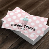 かわいいカップケーキスイートトリートベーカリーピンク水玉模様 名刺