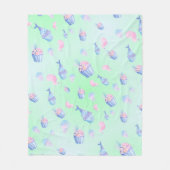 かわいいカップケーキスイートマーメイドバースデーパガーリーーティ フリースブランケット (正面)