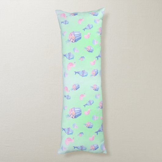 かわいいカップケーキスイートマーメイドバースデーパガーリーーティ ボディピロー (裏面 (縦))