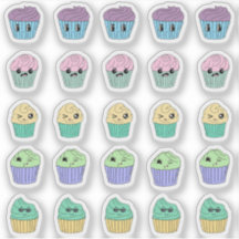かわいいカップケーキステッカーシート 25枚