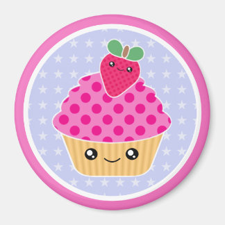 かわいいカップケーキストロベリーマグネット マグネット
