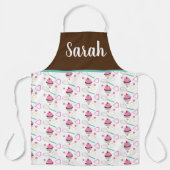 かわいいカップケーキチョコレートピンクウィスクピンク エプロン (正面)