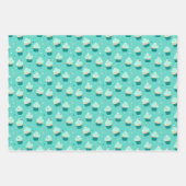 かわいいカップケーキテーマパターン誕生日ホリデーズギフト ラッピングペーパーシート (正面3)