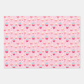 かわいいカップケーキテーマパターン誕生日ホリデーズギフト ラッピングペーパーシート (正面2)