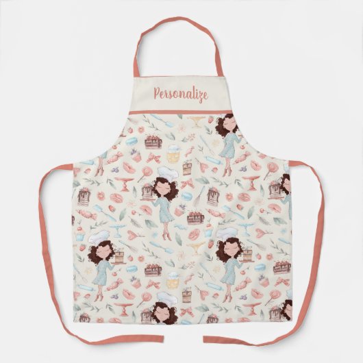 かわいいカップケーキデザートパターン女性のベーキング エプロン (正面)