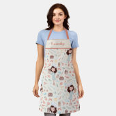 かわいいカップケーキデザートパターン女性のベーキング エプロン (着用した状態)