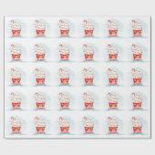 かわいいカップケーキハウスクリガーリースマス ラッピングペーパー (フラット)